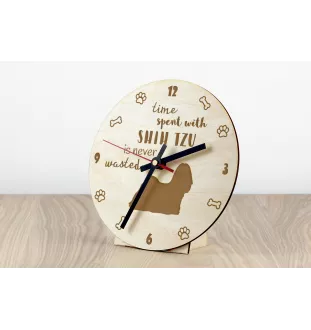 Shih Tzu, Chrysanthemum Dog - clock with a dog, wooden clock, wall clock for dog lovers, clock for desk and shelf, Art-Dog