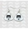 Siberian Husky - Ohrringe mit einem Bild und dem Schriftzug "Geometrischer Hund" von Art-Dog