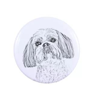 Shih Tzu Magnet mit einem Hundepfotenabdruck, außergewöhnlich leicht, starker Magnet, handgefertigtes Produkt der Marke Art-Dog