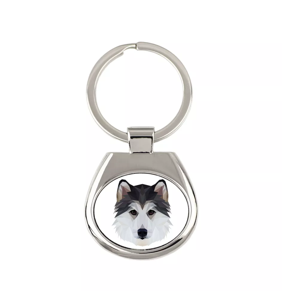 Siberian Husky - geometrischer Schlüsselanhänger mit Foto und Aufschrift Art-Dog