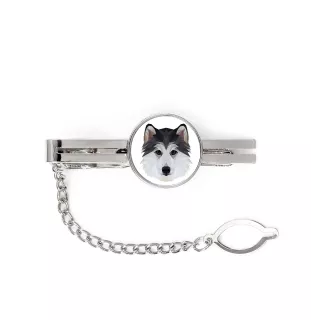 Siberian Husky, Chukcha - geometric tie clip with a picture and inscription from Art-Dog