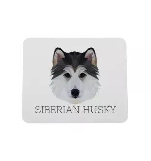 Siberian Husky, Chukcha - geometric mouse pad with a picture and text by Art-Dog
