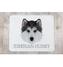 Husky de Sibérie, Husky sibérien - tapis de souris géométrique avec photo et inscription Art-Dog