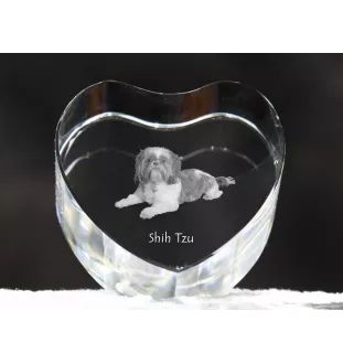Shih Tzu - Hundebild im Kristall, Kristallherz, einzigartiger Bilderrahmen der Marke Art-Dog