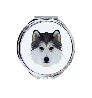 Siberian Husky, Chukcha - mirror with a geometric design and the brand name Art-Dog