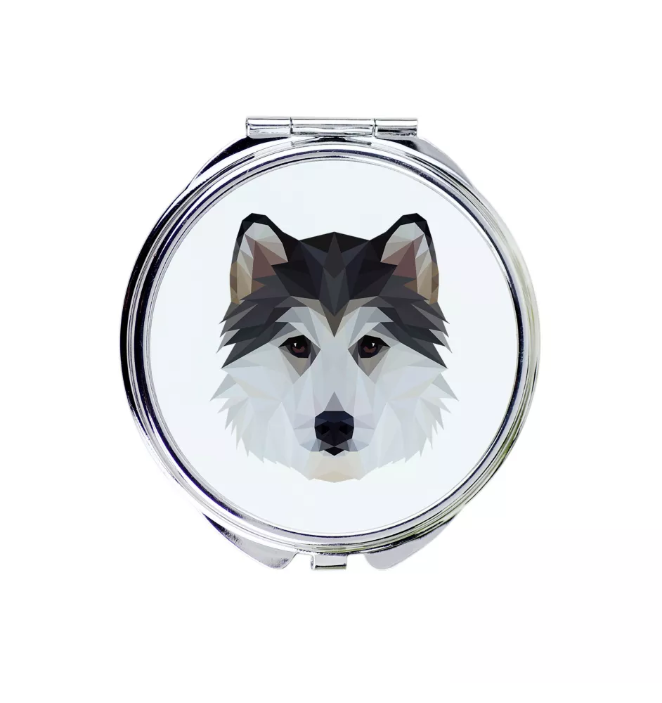 Siberian Husky - Spiegel mit Foto und geometrischem Aufdruck der Marke Art-Dog