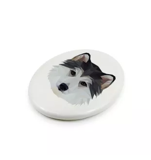 Husky de Sibérie, Husky sibérien - une plaque avec une photo et un motif géométrique de la marque Art-Dog