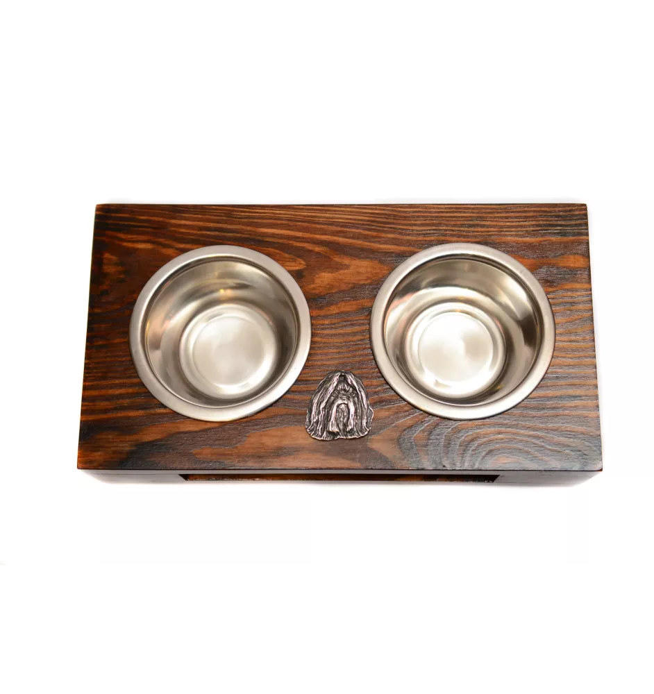 Shih Tzu, Chrysanthemum Dog I - wooden stand with bowls for a dog, steel dog bowls, a gift for adopting a dog from the Art-Dog brand