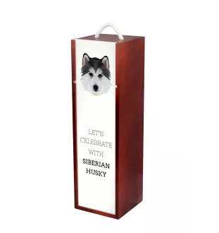 Husky de Sibérie, Husky sibérien - une boîte géométrique avec une photo et un texte pour le vin de la marque Art-Dog