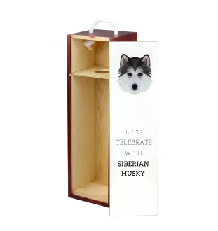 Siberian Husky - geometrische Box mit einem Bild und Schriftzug für Wein der Marke Art-Dog