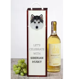 Siberian Husky - geometrische Box mit einem Bild und Schriftzug für Wein der Marke Art-Dog