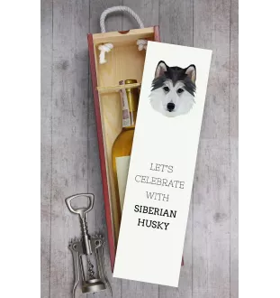 Siberian Husky - geometrische Box mit einem Bild und Schriftzug für Wein der Marke Art-Dog