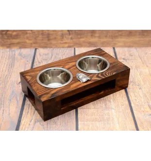 Shih Tzu, Chrysanthemum Dog - wooden stand with bowls for a dog, steel dog bowls, a gift for adopting a dog from the Art-Dog brand