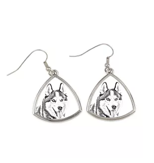 Husky de Sibérie, Husky sibérien - boucles d'oreilles avec chien, boucles d'oreilles pendantes avec photo, bijoux personnalisés avec impression de la marque Art-Dog