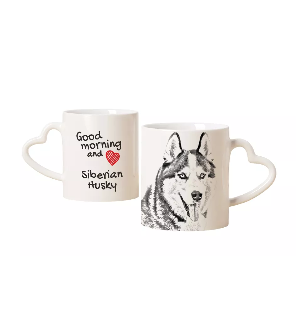 Siberian Husky, Chukcha - cup with a dog, adorable cup with a heart-shaped handle, universal gift from the Art-Dog brand