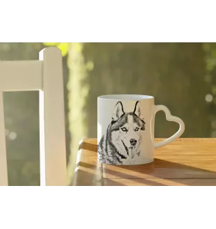 Husky de Sibérie, Husky sibérien - tasse avec chien, une tasse adorable avec une anse en forme de cœur, un cadeau universel de la marque Art-Dog