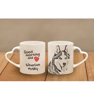 Siberian Husky, Chukcha - cup with a dog, adorable cup with a heart-shaped handle, universal gift from the Art-Dog brand