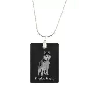 Siberian Husky, Chukcha - Crystal pendant with dog, silver necklace with photo, personalised pendant by Art-Dog brand
