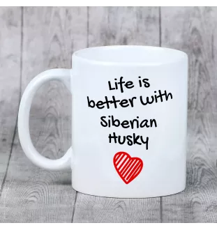 Husky syberyjski kubek z psem life is better Art-Dog