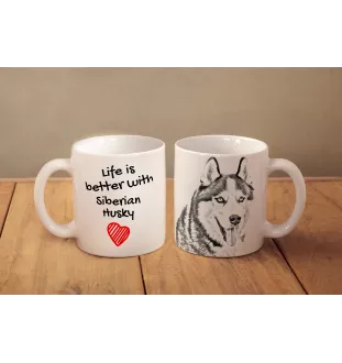 Husky syberyjski kubek z psem life is better Art-Dog