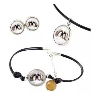 Shih Tzu - ensemble de bijoux dans une boîte, collier, boucles d'oreilles, bracelet, produits de la marque Art-Dog