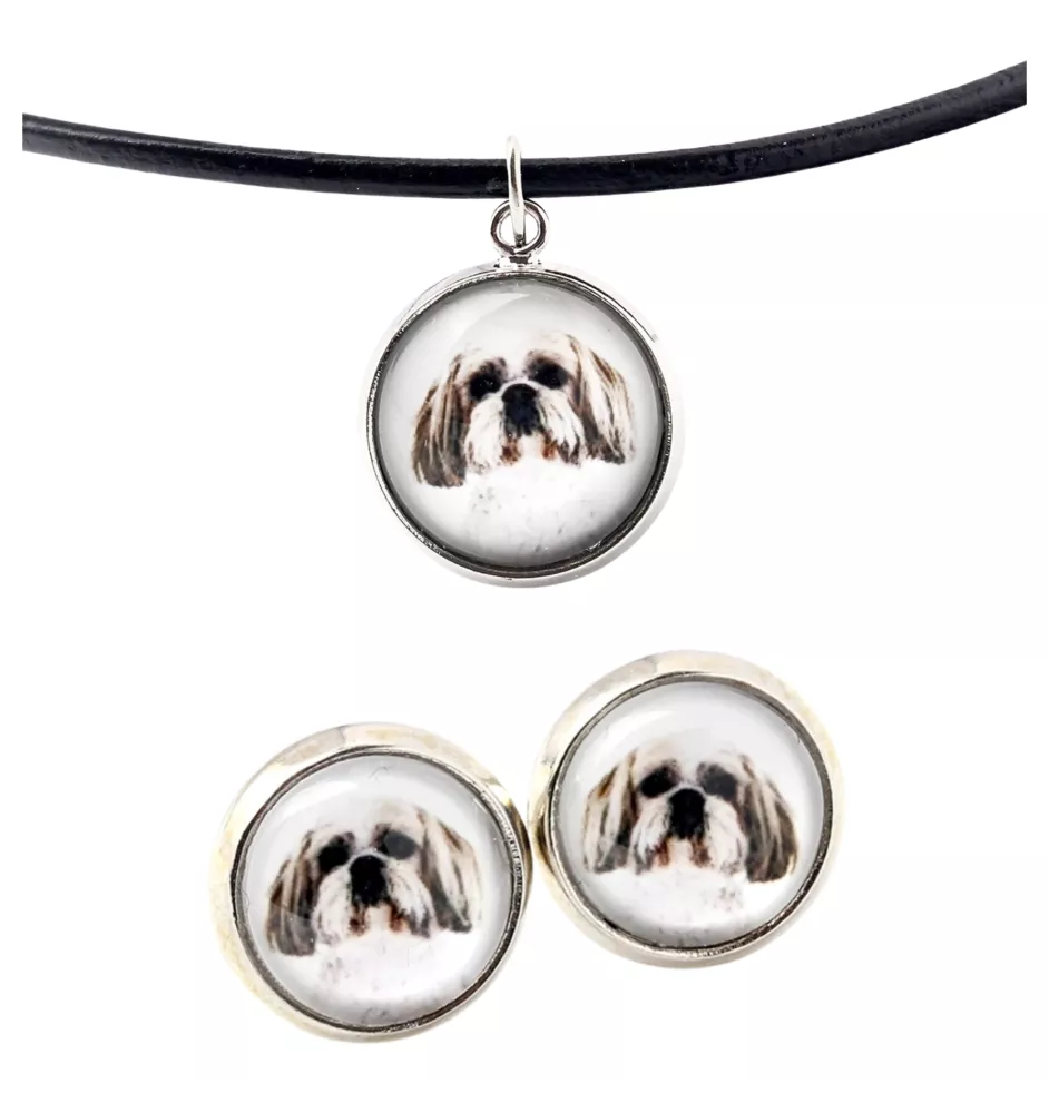 Shih Tzu - boîte à bijoux avec votre photo, ensemble collier et boucles d'oreilles, produits personnalisés de la marque Art-Dog