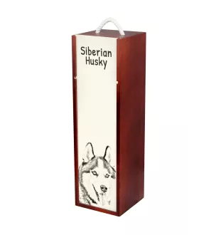 Siberian Husky, Chukcha - wine box with a dog, alcohol box with graphics, personalized gift box from the Art-Dog brand