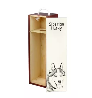 Husky de Sibérie, Husky sibérien - boîte à vin avec chien, boîte à alcool avec graphisme, boîte cadeau personnalisée de la marque Art-Dog