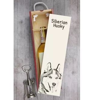 Husky de Sibérie, Husky sibérien - boîte à vin avec chien, boîte à alcool avec graphisme, boîte cadeau personnalisée de la marque Art-Dog