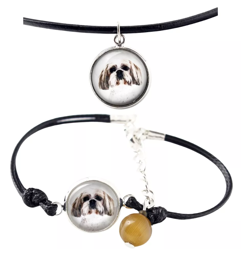 Shih Tzu - ensemble de bijoux avec votre photo, ensemble fait à la main, bracelet et collier de la marque Art.-Dog