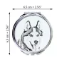 Siberian Husky - Taschenspiegel mit Hund, personalisierter Taschenspiegel, kompakter Spiegel mit Art-Dog-Logo