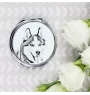 Siberian Husky - Taschenspiegel mit Hund, personalisierter Taschenspiegel, kompakter Spiegel mit Art-Dog-Logo