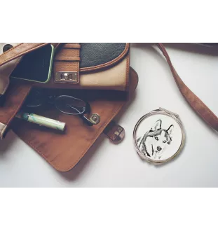 Siberian Husky - Taschenspiegel mit Hund, personalisierter Taschenspiegel, kompakter Spiegel mit Art-Dog-Logo