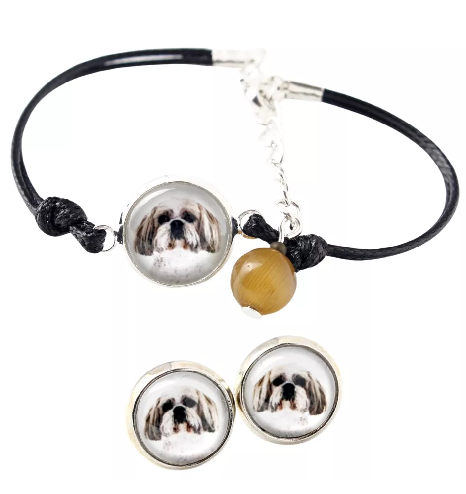 Shih Tzu - ensemble de bijoux avec votre photo, accessoire féminin, article fait main, produit fabriqué à la main avec passion pour la création de la marque Art-Dog