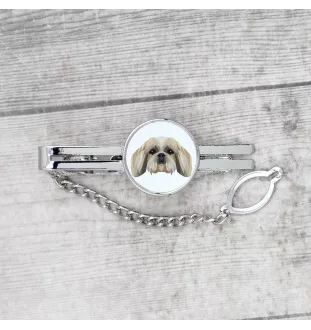 Shih Tzu - épingle de cravate géométrique avec photo et inscription Art-Dog
