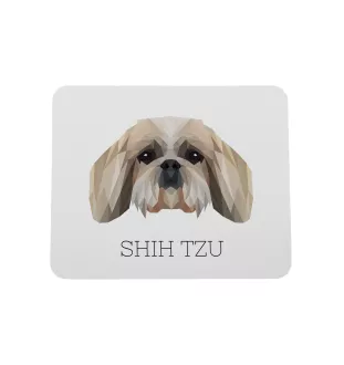 Shih Tzu - geometrisches Mauspad mit Bild und Aufschrift von Art-Dog