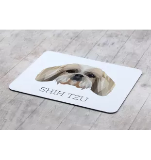 Shih Tzu - geometrisches Mauspad mit Bild und Aufschrift von Art-Dog