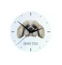 Shih Tzu - geometrische Wanduhr mit Bild und Aufschrift der Marke Art-Dog