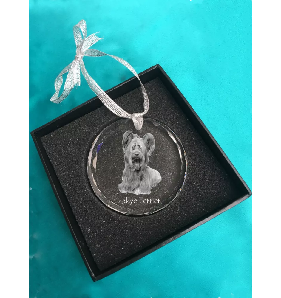 Skye Terrier - boule de Noël en cristal avec une photo, photo de chien dans le cristal, décoration personnalisée pour sapin de Noël de la marque Art-Dog