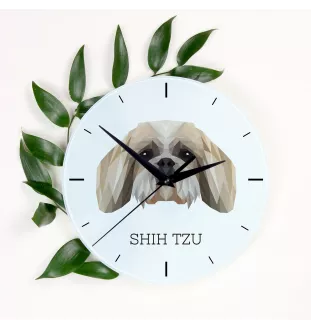 Shih Tzu - horloge murale géométrique avec photo et logo de la marque Art-Dog