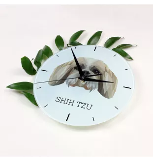 Shih Tzu - horloge murale géométrique avec photo et logo de la marque Art-Dog