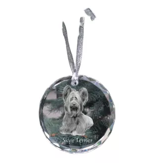 Skye Terrier - boule de Noël en cristal avec une photo, photo de chien dans le cristal, décoration personnalisée pour sapin de Noël de la marque Art-Dog