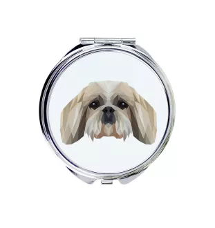 Shih Tzu - Spiegel mit Foto und geometrischem Aufdruck der Marke Art-Dog