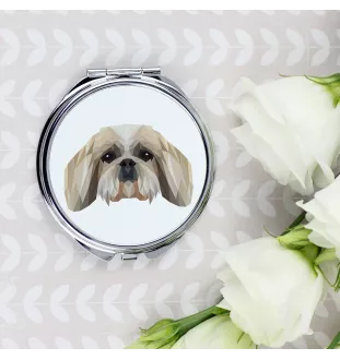 Shih Tzu, Chrysanthemum Dog - mirror with a geometric design and the brand name Art-Dog