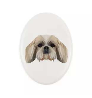 Shih Tzu, Chrysanthemum Dog - a plate with a geometric design and the brand name Art-Dog
