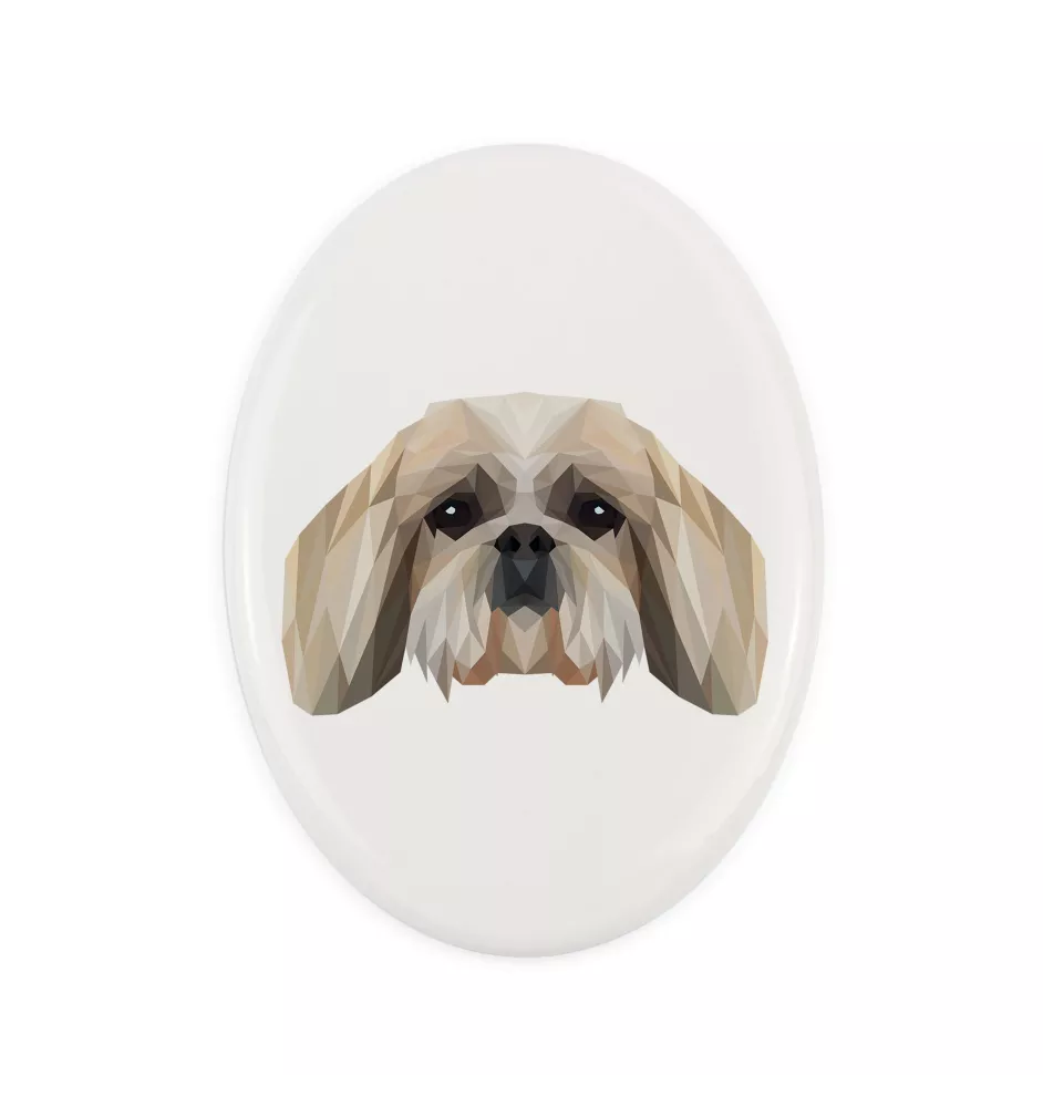Shih Tzu - Fliese mit geometrischem Bild und Schriftzug der Marke Art-Dog