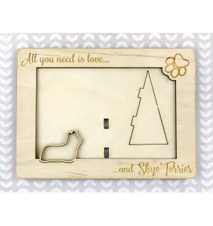 Skye Terrier - Cadre photo, cadre en bois gravé, un joli gadget pour l'amoureux des chiens par Art-Dog