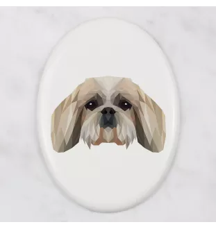 Shih Tzu, Chrysanthemum Dog - a plate with a geometric design and the brand name Art-Dog