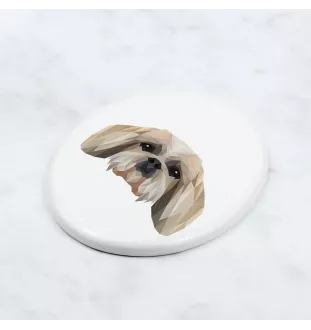 Shih Tzu, Chrysanthemum Dog - a plate with a geometric design and the brand name Art-Dog