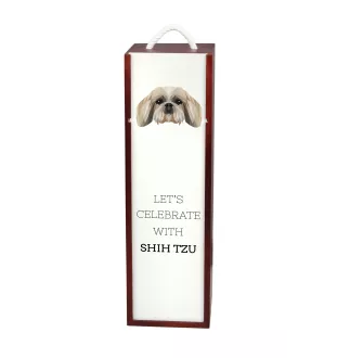 Shih Tzu - geometrische Box mit einem Bild und Schriftzug für Wein der Marke Art-Dog
